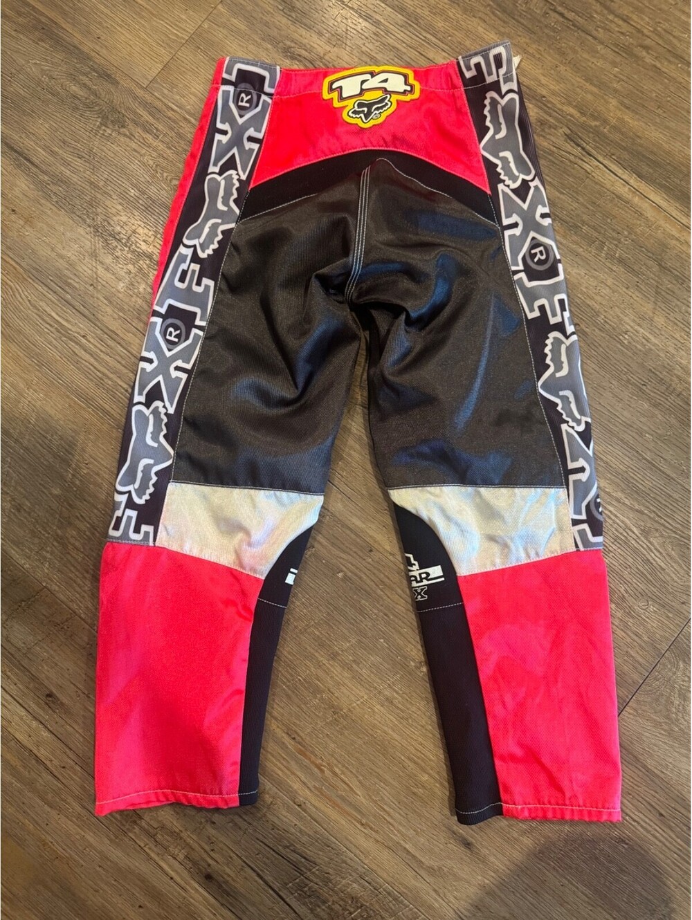 Vintage 90s Fox Racing T4 Motocross Pants Youth 24 Multicolor Shiny - Picture 2 of 6